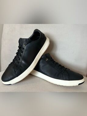 Cole Haan Men’s GrandPrø Tennis Sneaker in black leather (Model C26534) size 10